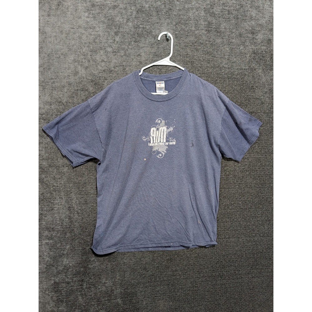 Jerzees AIM Adventures In Missions TShirt XL Blue Graphic Christian Outreach Tee